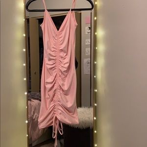 Satin Pink Ruched Dress